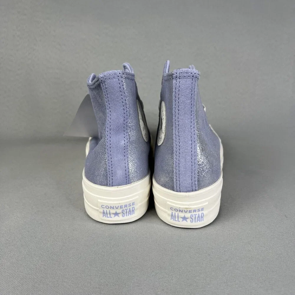 Converse Chuck Taylor All Star Lift Platform Suede Shimmer Womens 7.5 Lilac Shoe - Picture 7 of 13